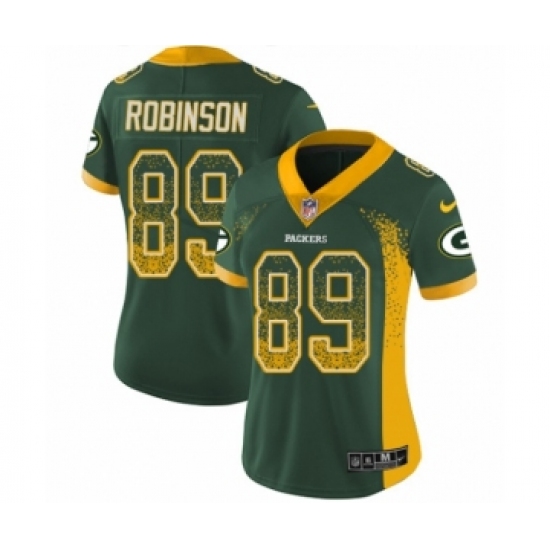Women's Nike Green Bay Packers 89 Dave Robinson Limited Green Rush Drift Fashion NFL Jersey
