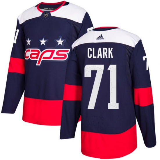 Youth Adidas Washington Capitals 71 Kody Clark Authentic Navy Blue 2018 Stadium Series NHL Jersey