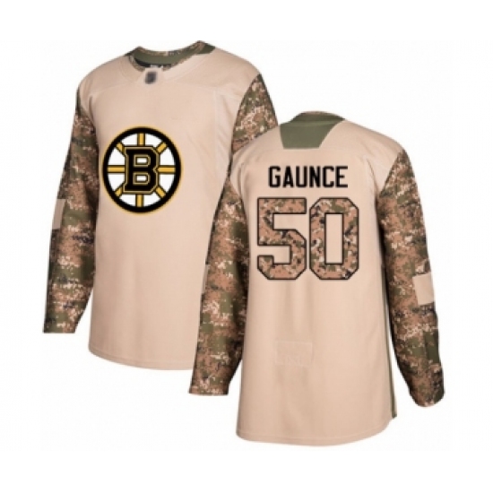 Men's Boston Bruins 50 Brendan Gaunce Authentic Camo Veterans Day Practice Hockey Jersey