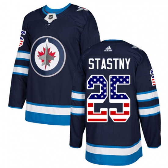 Men's Adidas Winnipeg Jets 25 Paul Stastny Authentic Navy Blue USA Flag Fashion NHL Jersey