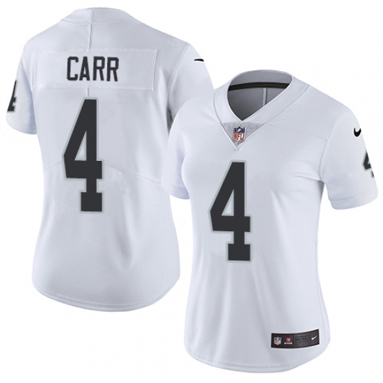Women's Nike Oakland Raiders 4 Derek Carr White Vapor Untouchable Limited Player NFL Jersey