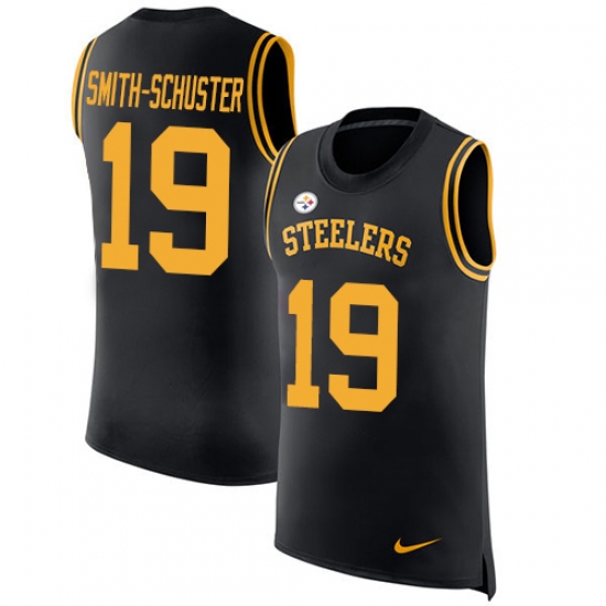 Men's Nike Pittsburgh Steelers 19 JuJu Smith-Schuster Limited Black Rush Player Name & Number Tank Top NFL Jersey