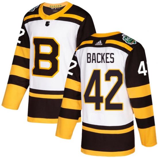 Men's Adidas Boston Bruins 42 David Backes Authentic White 2019 Winter Classic NHL Jersey