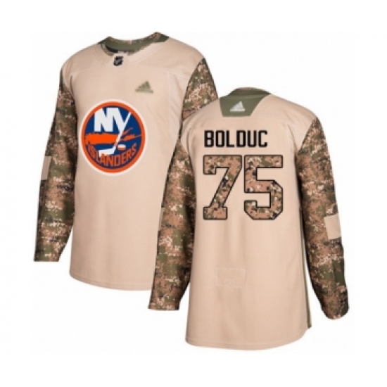 Men's New York Islanders 75 Samuel Bolduc Authentic Camo Veterans Day Practice Hockey Jersey