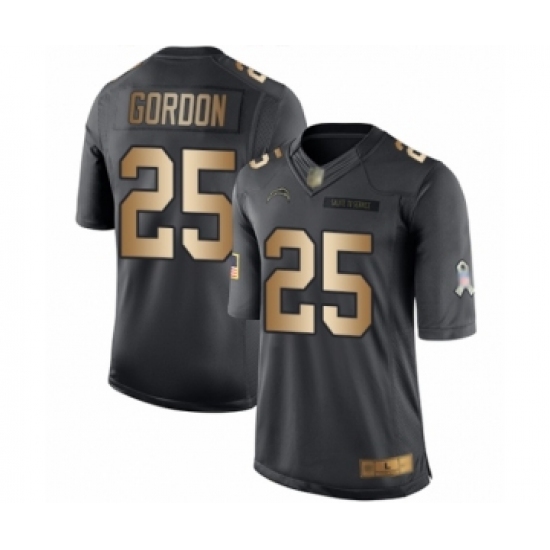 Youth Los Angeles Chargers 25 Melvin Gordon Limited Black Gold Salute to Service Football Jersey