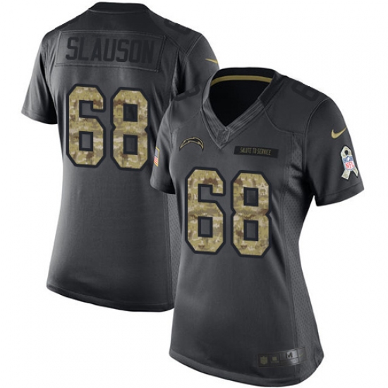 Women's Nike Los Angeles Chargers 68 Matt Slauson Limited Black 2016 Salute to Service NFL Jersey