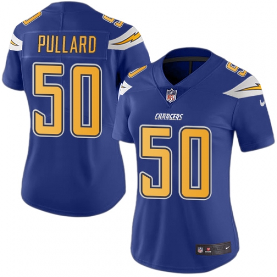 Women's Nike Los Angeles Chargers 50 Hayes Pullard Limited Electric Blue Rush Vapor Untouchable NFL Jersey