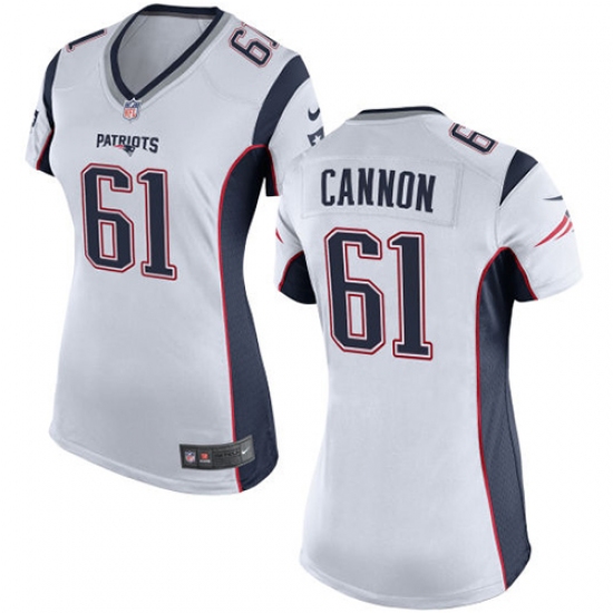 Women's Nike New England Patriots 61 Marcus Cannon Game White NFL Jersey