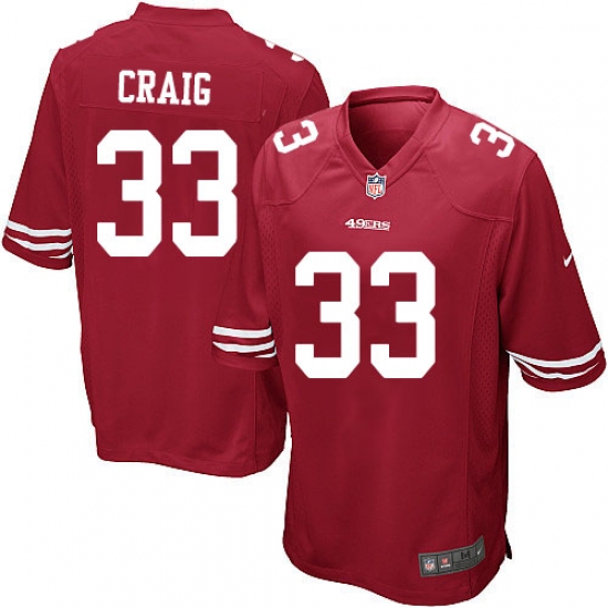 Men's Nike San Francisco 49ers 33 Roger Craig Game Red Team Color NFL Jersey
