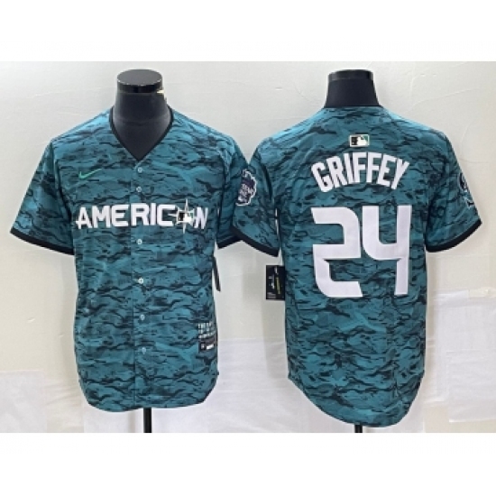 Men's Nike Seattle Mariners 24 Ken Griffey Teal 2023 All Star Cool Base Stitched Jersey1