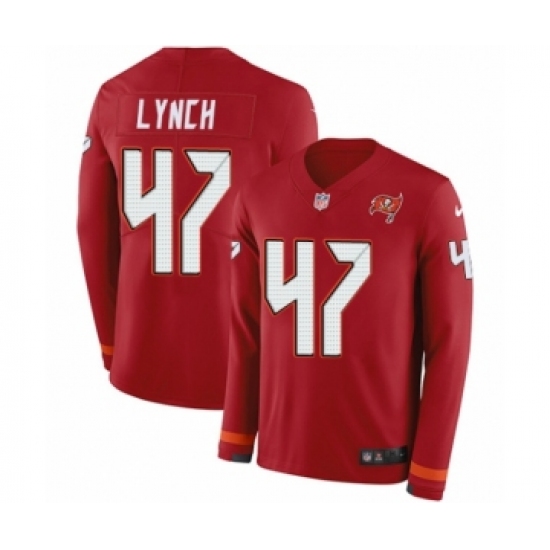 Men's Nike Tampa Bay Buccaneers 47 John Lynch Limited Red Therma Long Sleeve NFL Jersey