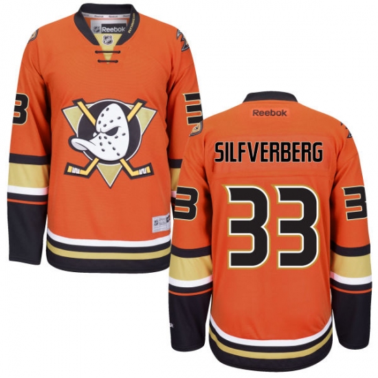 Men's Reebok Anaheim Ducks 33 Jakob Silfverberg Premier Orange Third NHL Jersey