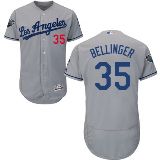 Men's Majestic Los Angeles Dodgers 35 Cody Bellinger Grey Road Flex Base Authentic Collection 2018 World Series MLB Jersey
