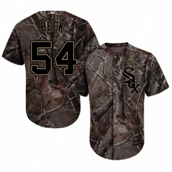 Youth Majestic Chicago White Sox 54 Chris Beck Authentic Camo Realtree Collection Flex Base MLB Jersey