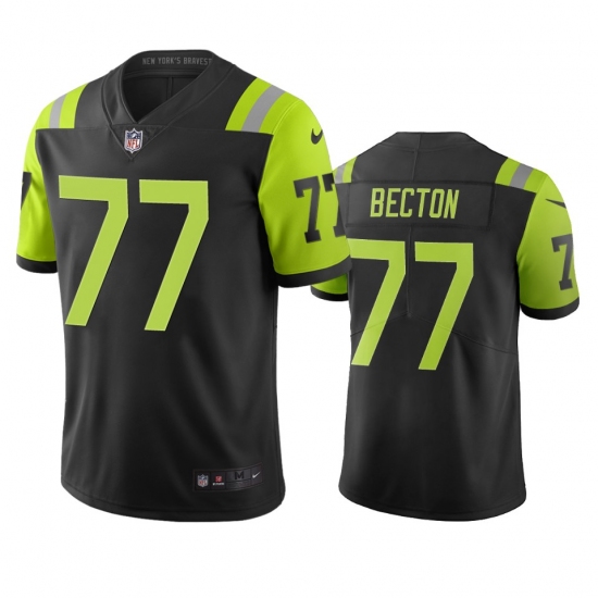 Men's New York Jets 77 Mekhi Becton Black Green City Edition Vapor Limited Jersey