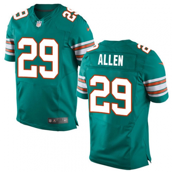 Men's Nike Miami Dolphins 29 Nate Allen Elite Aqua Green Alternate NFL Jersey
