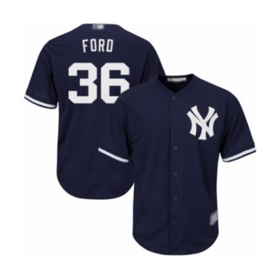 Youth New York Yankees 36 Mike Ford Authentic Navy Blue Alternate Baseball Player Jersey
