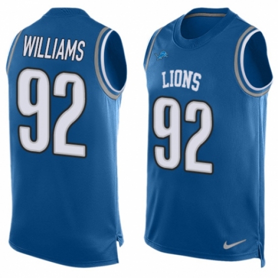 Men's Nike Detroit Lions 92 Sylvester Williams Limited Blue Player Name & Number Tank Top NFL Jersey
