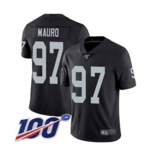 Men's Oakland Raiders 97 Josh Mauro Black Team Color Vapor Untouchable Limited Player 100th Season Football Jersey