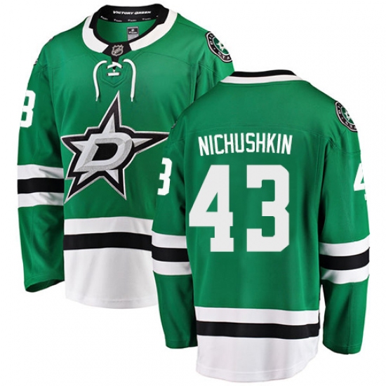 Youth Dallas Stars 43 Valeri Nichushkin Authentic Green Home Fanatics Branded Breakaway NHL Jersey