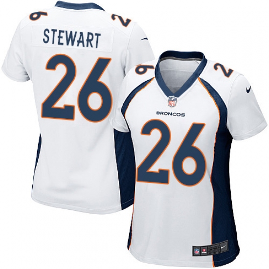 Women's Nike Denver Broncos 26 Darian Stewart Game White NFL Jersey