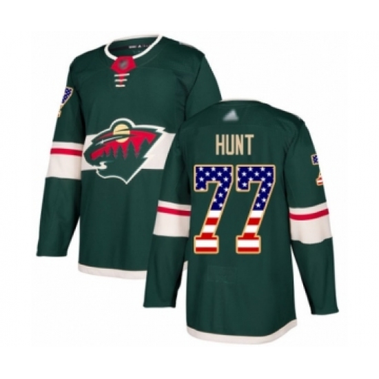 Youth Minnesota Wild 77 Brad Hunt Authentic Green USA Flag Fashion Hockey Jersey