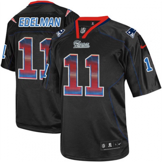 Men's Nike New England Patriots 11 Julian Edelman Limited Lights Out Black Strobe NFL Jersey