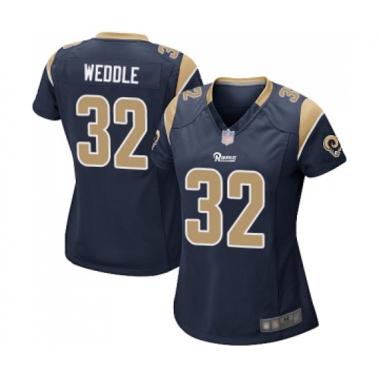 Women's Los Angeles Rams 32 Eric Weddle Game Navy Blue Team Color Football Jersey