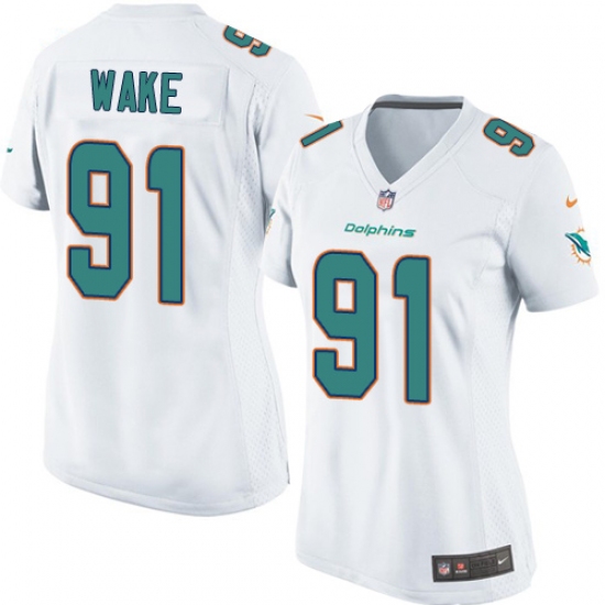 Women's Nike Miami Dolphins 91 Cameron Wake Game White NFL Jersey