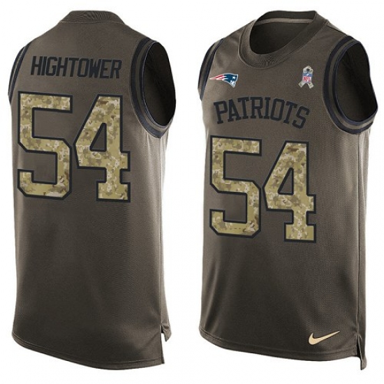 Men's Nike New England Patriots 54 Dont'a Hightower Limited Green Salute to Service Tank Top NFL Jersey