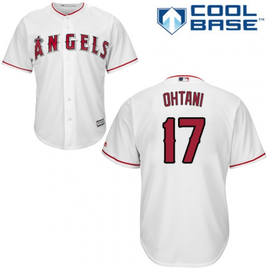 Youth Majestic Los Angeles Angels of Anaheim 17 Shohei Ohtani Replica White Home Cool Base MLB Jersey