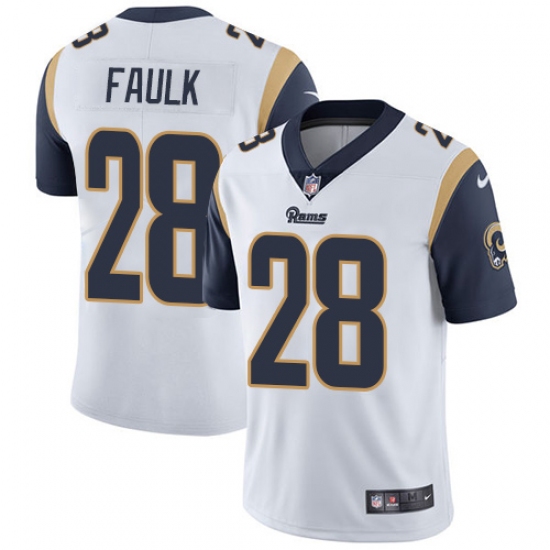 Youth Nike Los Angeles Rams 28 Marshall Faulk White Vapor Untouchable Limited Player NFL Jersey