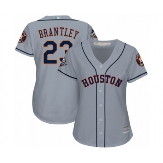 Women's Houston Astros 23 Michael Brantley Authentic Grey Road Cool Base 2019 World Series Bound Baseball Jersey