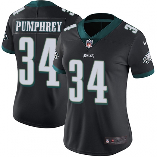 Women's Nike Philadelphia Eagles 34 Donnel Pumphrey Black Alternate Vapor Untouchable Limited Player NFL Jersey