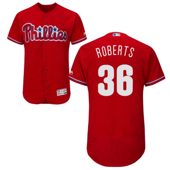 Men's Majestic Philadelphia Phillies 36 Robin Roberts Red Alternate Flex Base Authentic Collection MLB Jersey