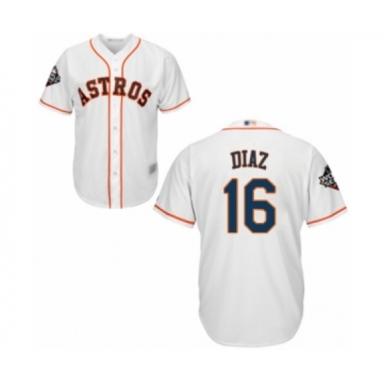 Youth Houston Astros 16 Aledmys Diaz Authentic White Home Cool Base 2019 World Series Bound Baseball Jersey
