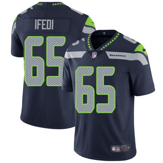 Youth Nike Seattle Seahawks 65 Germain Ifedi Navy Blue Team Color Vapor Untouchable Elite Player NFL Jersey