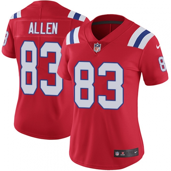 Women's Nike New England Patriots 83 Dwayne Allen Red Alternate Vapor Untouchable Limited Player NFL Jersey