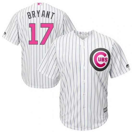 Men's Majestic Chicago Cubs 17 Kris Bryant Replica White 2016 Mother's Day Cool Base MLB Jersey