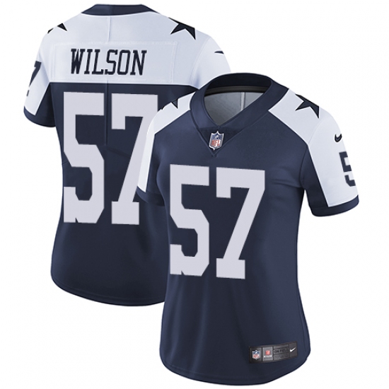Women's Nike Dallas Cowboys 57 Damien Wilson Navy Blue Throwback Alternate Vapor Untouchable Limited Player NFL Jersey