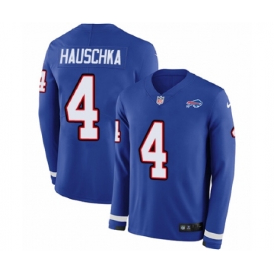 Men's Nike Buffalo Bills 4 Stephen Hauschka Limited Royal Blue Therma Long Sleeve NFL Jersey