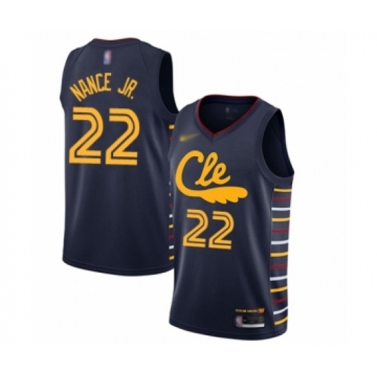 Men's Cleveland Cavaliers 22 Larry Nance Jr. Swingman Navy Basketball Jersey - 2019 20 City Edition