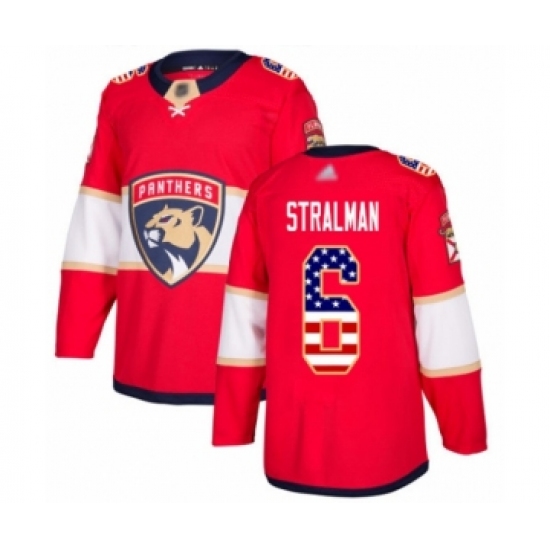 Men's Florida Panthers 6 Anton Stralman Authentic Red USA Flag Fashion Hockey Jersey