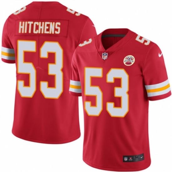 Men's Nike Kansas City Chiefs 53 Anthony Hitchens Red Team Color Vapor Untouchable Limited Player NFL Jersey