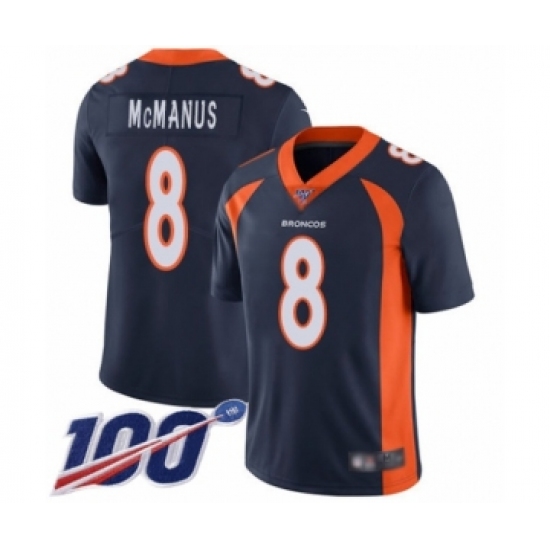 Men's Denver Broncos 8 Brandon McManus Navy Blue Alternate Vapor Untouchable Limited Player 100th Season Football Jersey