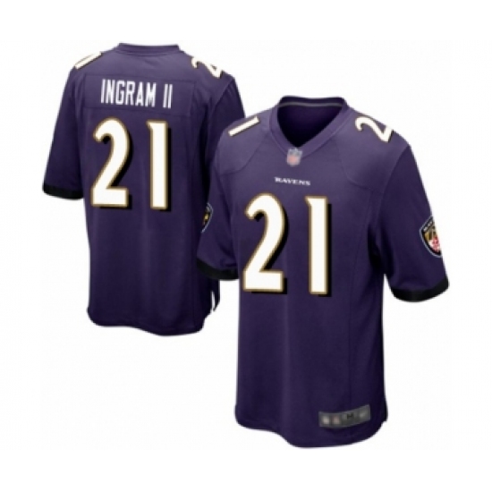 Men's Baltimore Ravens 21 Mark Ingram II Game Purple Team Color Football Jersey