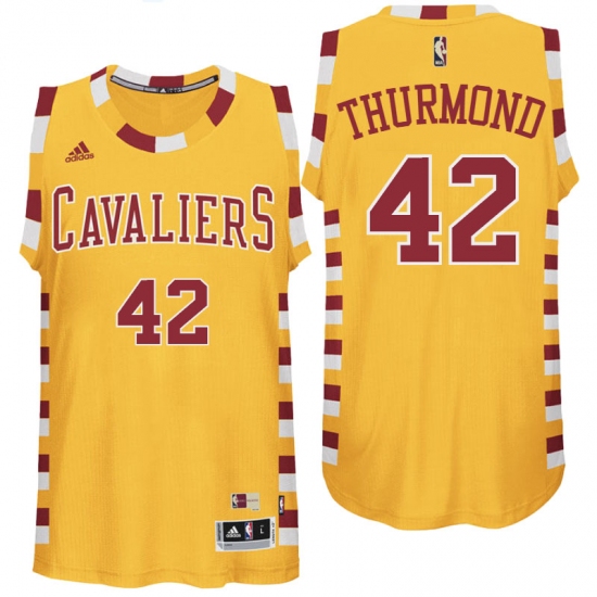 Cleveland Cavaliers 42 Nate Thurmond Hardwood Classic Throwback Gold Swingman Jersey