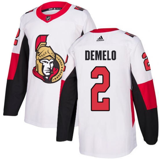 Men's Adidas Ottawa Senators 2 Dylan DeMelo Authentic White Away NHL Jersey