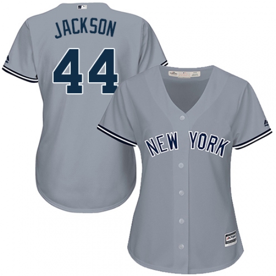 Women's Majestic New York Yankees 44 Reggie Jackson Authentic Grey Road MLB Jersey