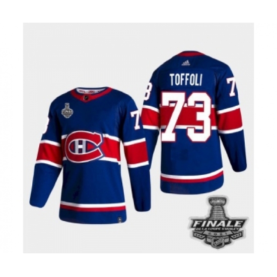 Men's Adidas Canadiens 73 Tyler Toffoli Blue Road Authentic 2021 Stanley Cup Jersey